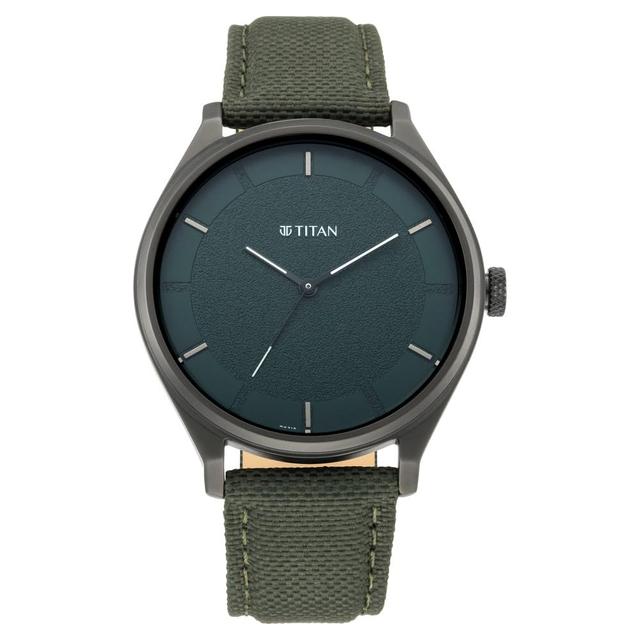 Titan Workwear Quartz Analog Green Dial Green Leather Strap Watch for Men - NT1802NL02