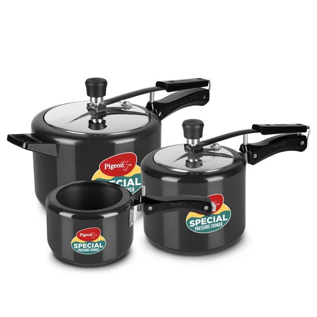 Pigeon by Stovekraft Aluminium Hard Anodized Pressure Cooker Combo with Induction Base Inner Lid - 2