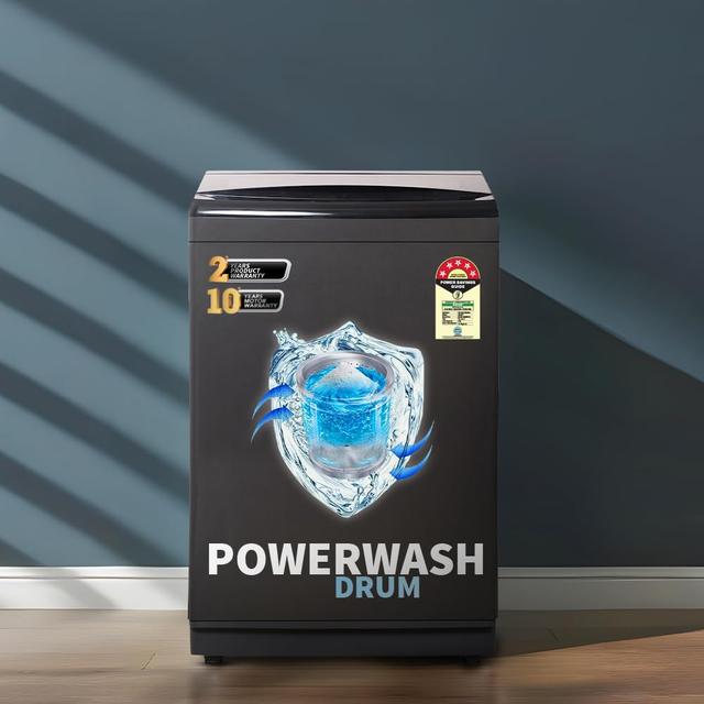 SHARP 9 kg Fully Automatic Top Load Washing Machine with Toughened Glass I JAPAN QUALITY I Mid Black