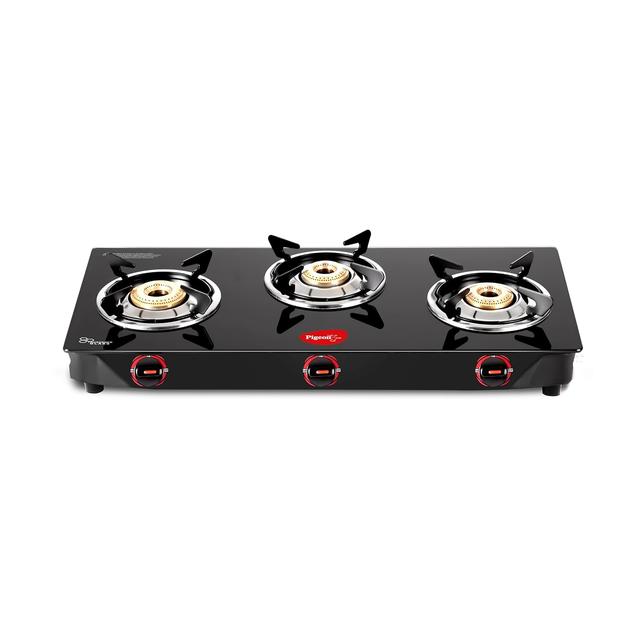 Pigeon by Stovekraft Aster 3 Burner Gas Stove with High Powered Brass Burner Gas Cooktop