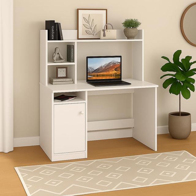 Callas Wooden Study Table with Hutch & Bottom Storage