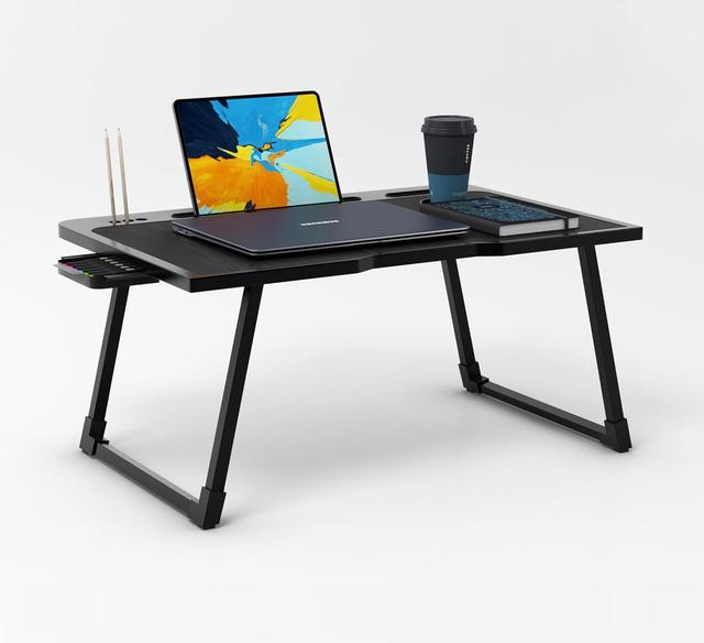 Cubiker Engineered Wood Multipurpose Foldable Laptop Table with Cup Holder