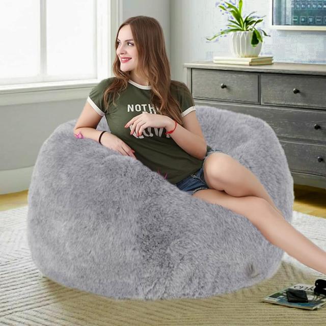 Bhailu Art Premium and Luxurious Fur Bean Bag Sofa Chair