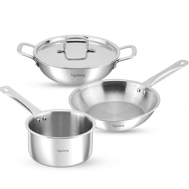 Lifelong 4 piece Triply cookware Set