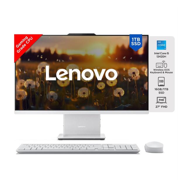 Lenovo IdeaCentre AIO Intel Core i5 13420H 27" FHD IPS 3-Side Edgeless All-in-One Desktop with Alexa Built-in