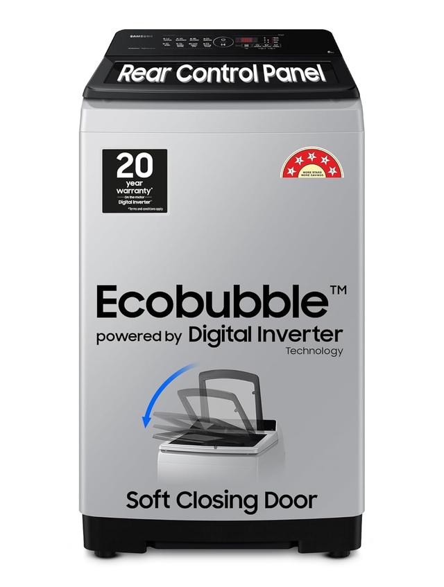 Samsung 8 kg, 5 star, Eco Bubble Tech, Digital Inverter Motor, Soft Closing Door