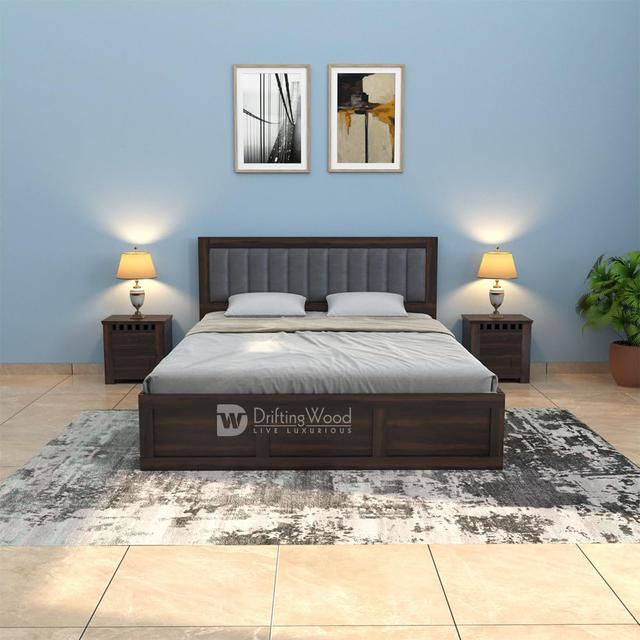 DRIFTINGWOOD Morzo Solid Sheesham Wood King Size Bed with Storage