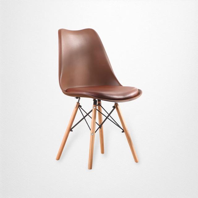 Finch Fox Eames Replica Nordan DSW Stylish Modern Furniture Plastic Chairs with Cushion Brown Colour
