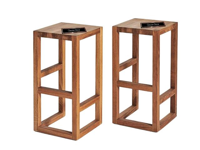 Genuine Decor Classic Solid Wood Saddle-Seat Kitchen Counter Stool with Foot Plate