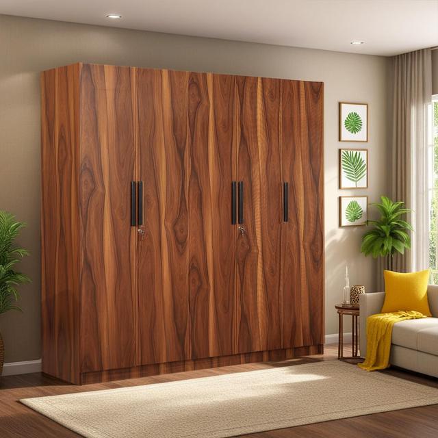 Witty Wud Mosaic 5 Door Wardrobe in Vintage Sheesham Colour
