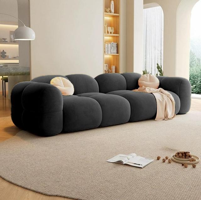 LEGACY OF COMFORT Prith Velvet Modern Cloud Sofa Upholstered 3 Seater Sofa Three Seater Sofa for Living Room Hotels & Offices