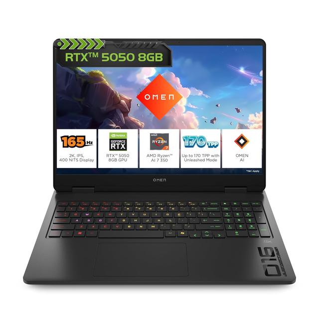 HP Omen , AMD Ryzen AI 7 350, 8GB RTX 5050, 24GB DDR5(Upgradeable)