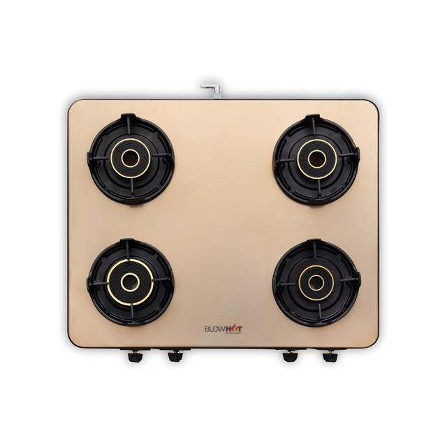 BLOWHOT Premium Design ISI Certified Sapphire Gold Manual 4 Burner Slimmest Gas Stove