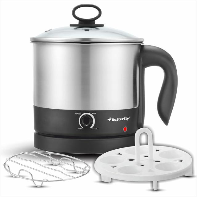 Butterfly Stainless Steel Matchless Multi Kettle 1.2 Liter - With Egg Rack + Ss Rack