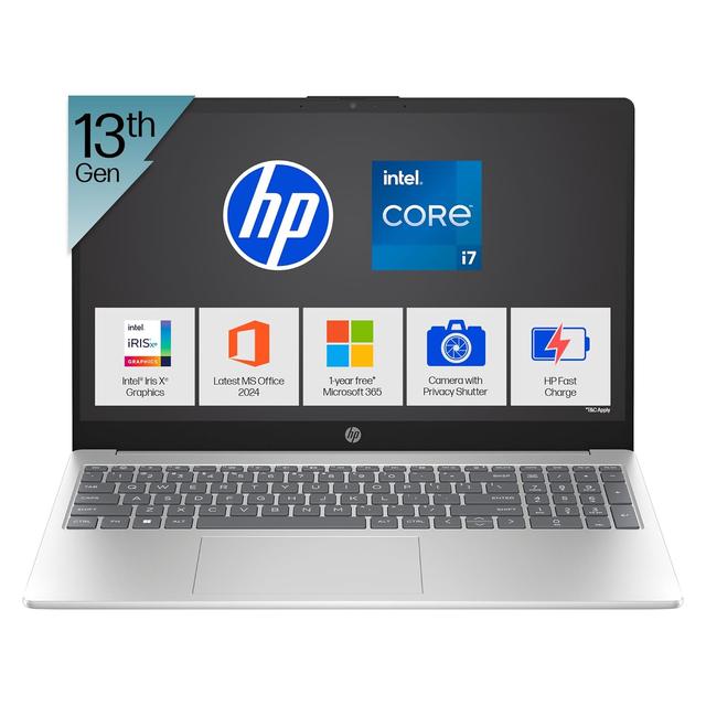 HP 15, 13th Gen Intel Core i7-1355U (16GB DDR4, 512GB SSD) FHD, Anti-Glare,