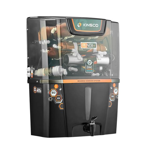 Kinsco Aqua Punch+ Zinc Copper And Alkaline 15Liter Ro + Uv + Uf Water Purifier