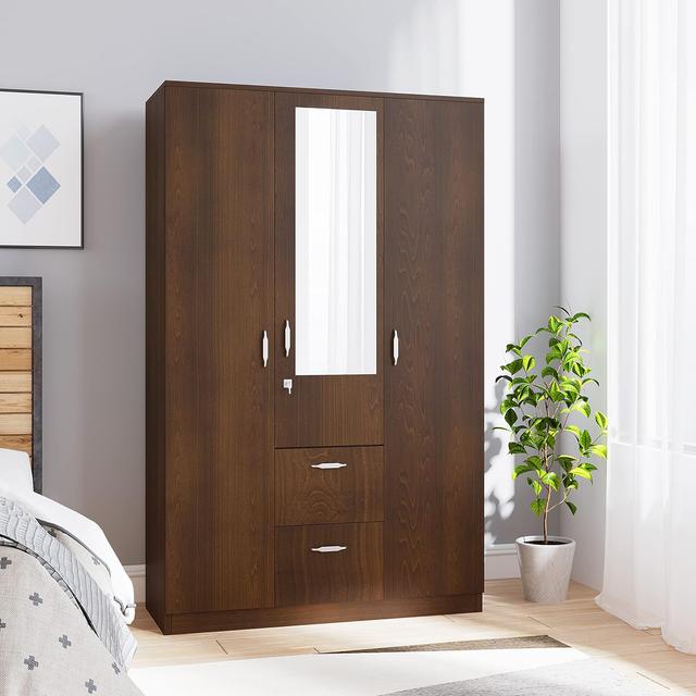 Nilkamal Mozart 3 Door Wooden Wardrobe With Mirror for Bedroom