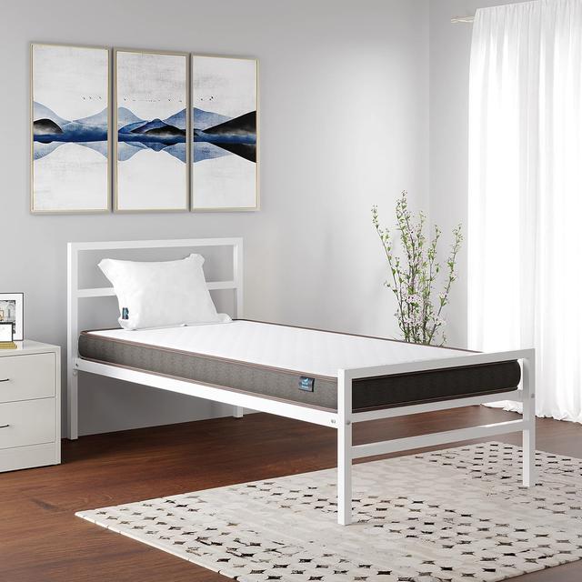 Nilkamal SLEEP Single Size Striker Classic Metal Bed with Lite Dual Comfort Mattress