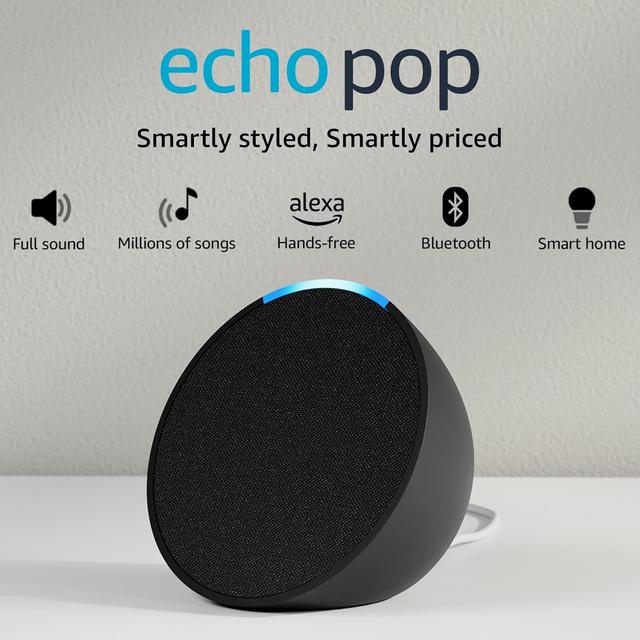Amazon Echo Pop| Smart speaker with Alexa and Bluetooth|