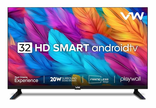 VW 80 cm (32 inches) Playwall Frameless Series HD Ready Android Smart LED TV