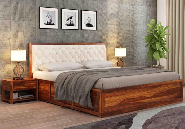 DRIFTINGWOOD Dolvi Solid Sheesham Wood King Size Bed with Storage