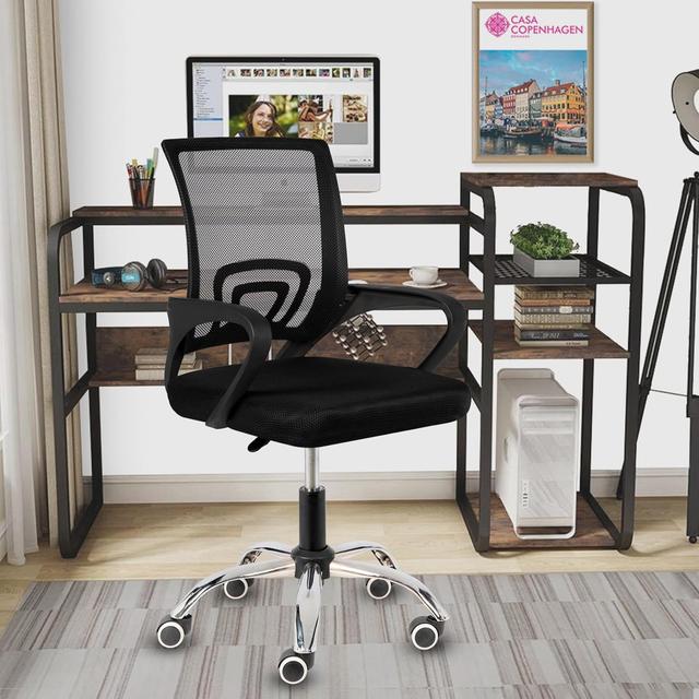 Casa Copenhagen Mesh Mid Back Office/Study/Computer/Revolving/Desk Chair for Work from Home -Metal Base