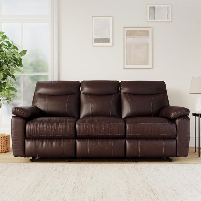 Amazon Brand - Solimo Ranttila Manual 3 Seater Leatherette Recliner